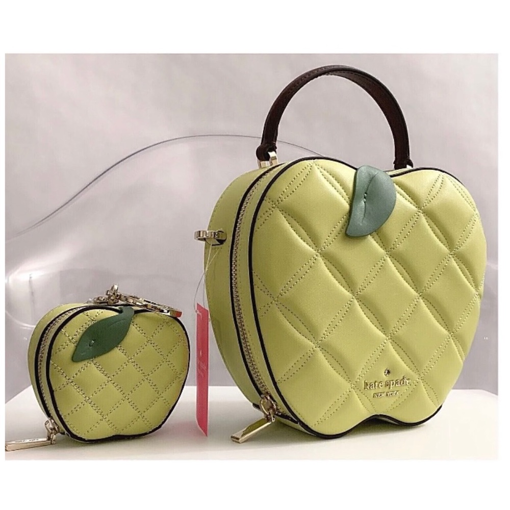 NWT Kate Spade ♠️ HONEYCRISP APPLE Quilted Smooth Leather Crossbody Bag/Purse - Picture 2 of 9